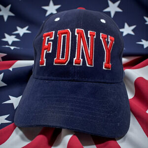 FDNY Fire Dept New York Strapback Cap Dad Hat Blue Cotton USA Heroes Colosseum